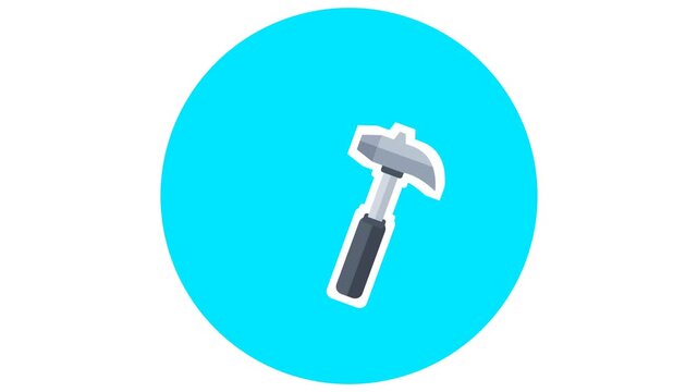 Animated Hammer Icon for Construction and Repair Concept