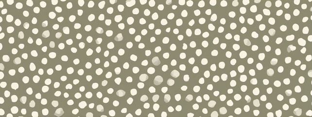 Fototapeta premium Olive Green Dot Pattern with Cream Organic Spots Background