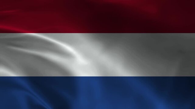 Netherlands flag animation with realistic fabric texture and dramatic lighting