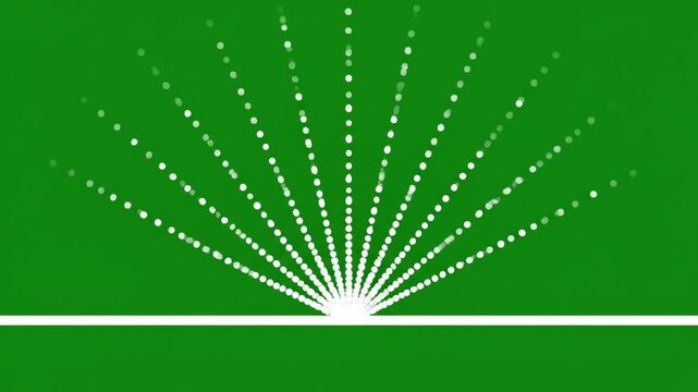 Golf ball rolling on green fairway with sprinkler watering sequence