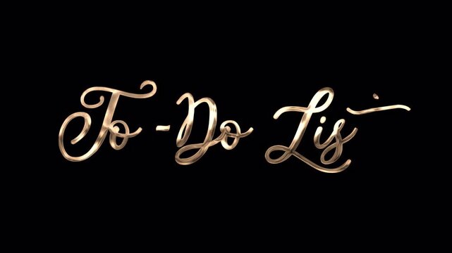To-Do List gold script with ink splash particles rendered in 4K resolution transparent background