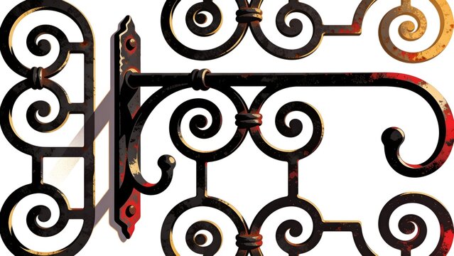 Vector illustration of traditional Andorran forged iron decorative wall hook