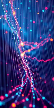 Data thread weaving through digital landscape, system diagram, data integration