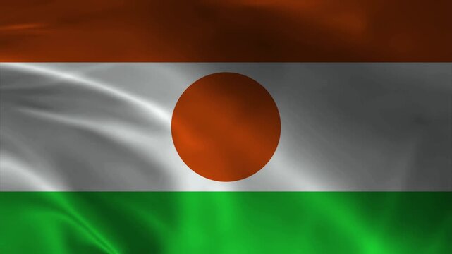 Niger flag animation with realistic fabric texture and dramatic lighting
