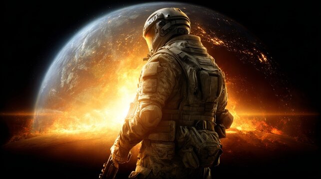 Alien invasion concept with extraterrestrial spacecraft near Earth, mysterious attack threat, uncertain planetary defense, science fiction scenario and global preparedness theme