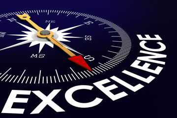 Excellence word with golden arrow on compass © tang90246
