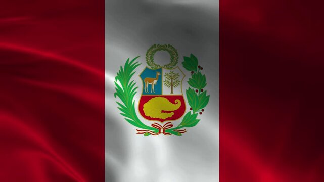 Peru flag animation with realistic fabric texture and dramatic lighting