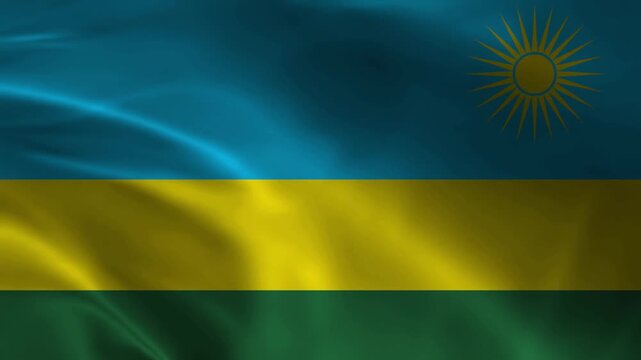 Rwanda flag animation with realistic fabric texture and dramatic lighting