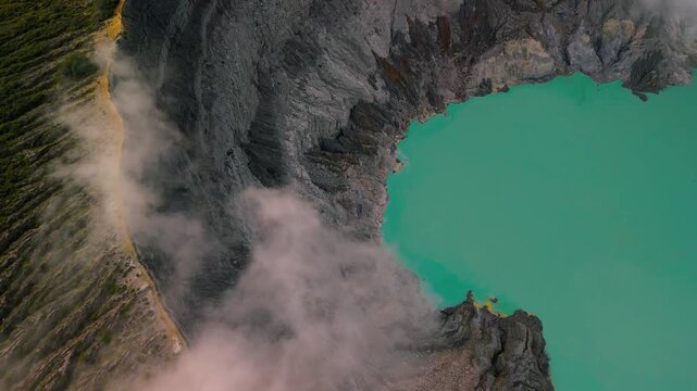 Java Island Indonesia Scenic Aerial Shot of Mount Ijen and Surrounding Peaks