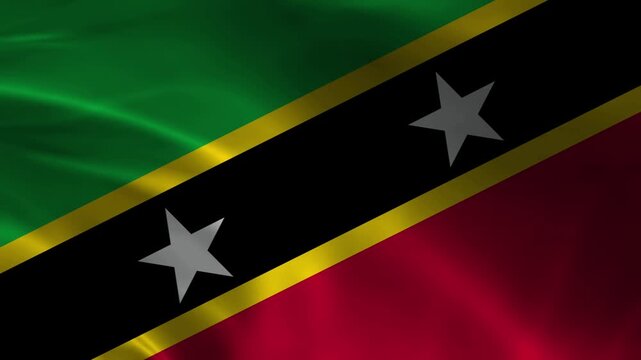 Saint Kitts and Nevis flag animation with realistic fabric texture and dramatic lighting