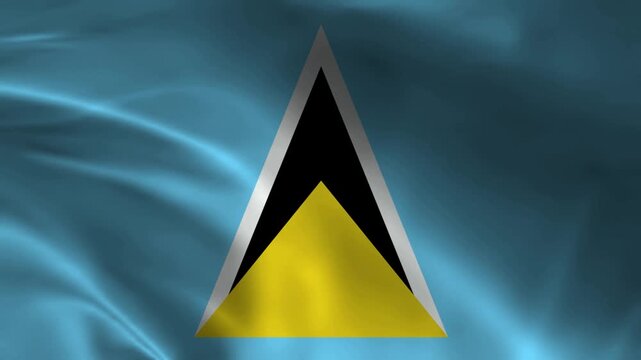 Saint Lucia flag animation with realistic fabric texture and dramatic lighting
