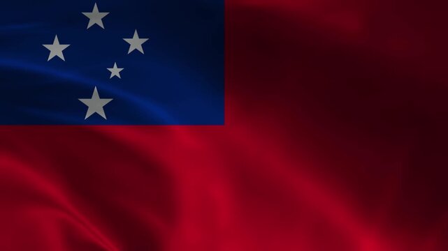 Samoa flag animation with realistic fabric texture and dramatic lighting
