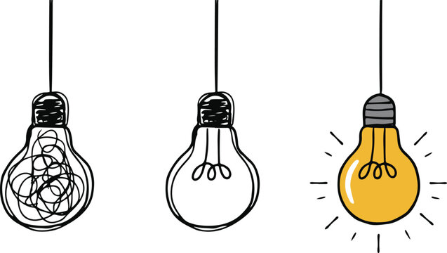 Idea concept, creative of simplifying complex process lightbulb, bulb sign, innovations, untangled of problem. Keep it simple business concept for project management, marketing, creativity