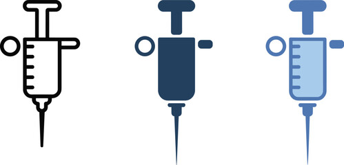 Naklejka premium Three syringe icons in different styles on white background needle medical