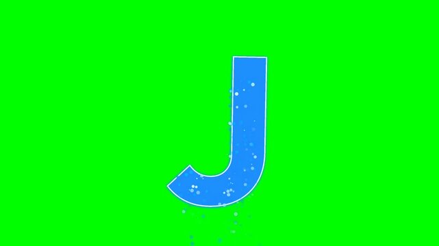 High quality 4K letter footage on green screen background with dynamic movement. The blue, green elements are clearly separated for professional keying and video editing.