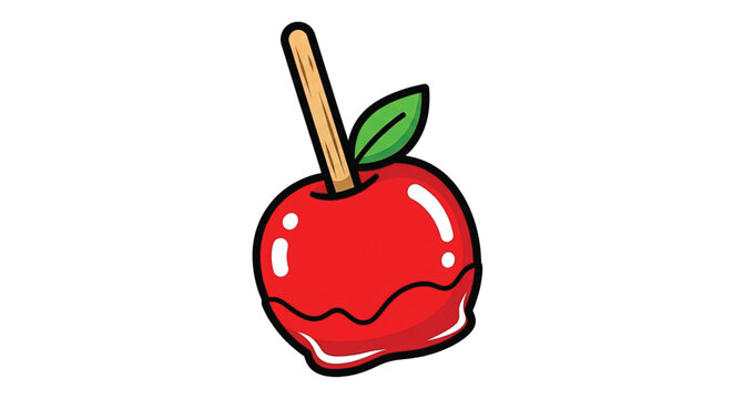 Colorful candy apple with stick.
