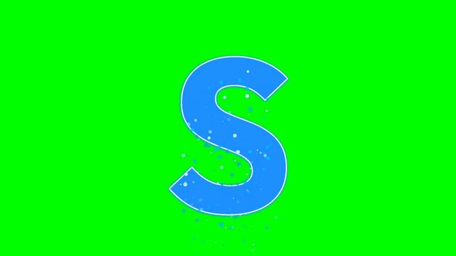 Seamless letter animation on chroma key green screen background featuring natural motion. Versatile stock clip with green, white tones for microstock and broadcast distribution.