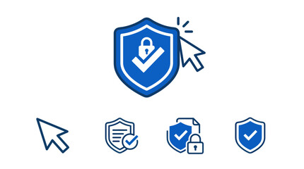 Cyber security shield and digital protection icon set. © togor