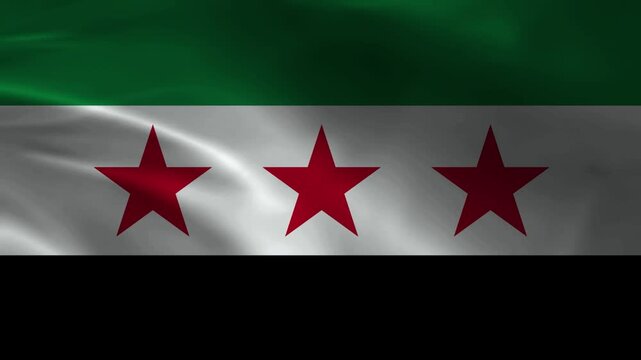 Syria flag animation with realistic fabric texture and dramatic lighting