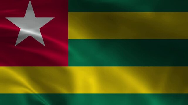 Togo flag animation with realistic fabric texture and dramatic lighting