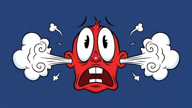 Cartoon illustration depicting a character with steam emanating from its ears indicative of