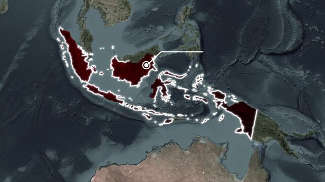 Indonesia Archipelago Map Border Reveal Animation, Indonesia Island Nation Motion Graphic.
Indonesia Geographic Visualization Overlay, Indonesia Territory Map Animation.