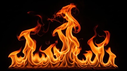 Fototapeta premium Enigmatic flames dance vividly against the stark darkness illuminating abstract fiery designs and