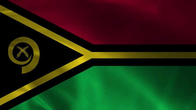 Vanuatu flag animation with realistic fabric texture and dramatic lighting