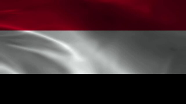 Yemen flag animation with realistic fabric texture and dramatic lighting