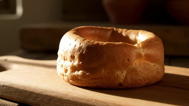Traditional yorkshire pudding with golden interior perfectly baked english classic
