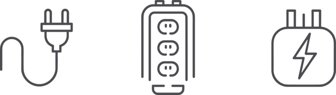 Electrical Plug, Power Strip, and Charging Adapter Icons untitled
