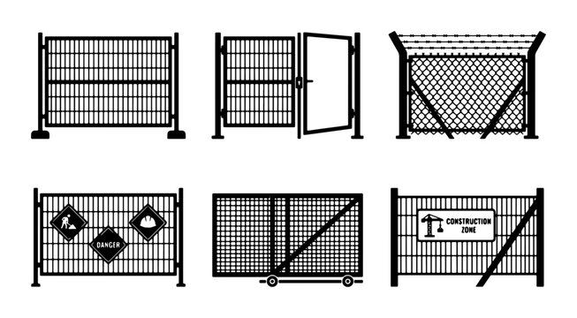 Temporary Construction Site Fencing and Barriers, Security Mesh Panels, Safety Barriers, Industrial Site Protection, Metal Fence Elements