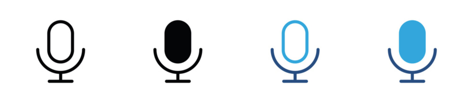 Microphone and Speaker Icon Set. Audio Recording, Sound and Communication Icons. Vector Illustration.