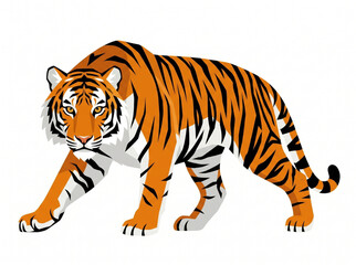 Fototapeta premium Full body tiger walking vector illustration on white background