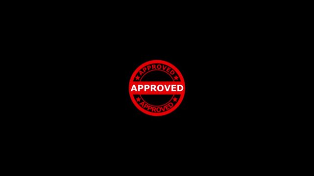 Approved stamp design motion graphics. grunge rubber stamp impression animation. approved distressed texture effect 4k video.