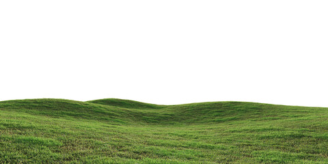 Obraz premium Grass hill terrain isolated on transparent background. 3D rendering.