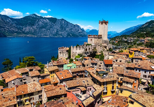 View of Malcesine on the shore of Lake Garda, Italy