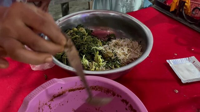 Fresh Boiled Bean Sprouts and Vegetables for Indonesian Pecel