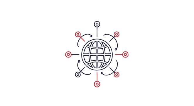 Hand-drawn flat graphic abstract symbol with a central black form thre