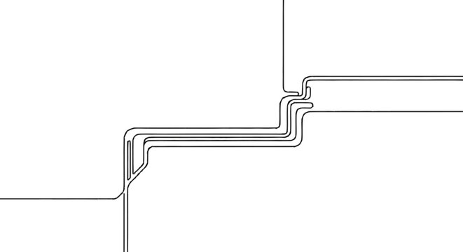 Hand-drawn flat graphic illustration featuring abstract black parallel