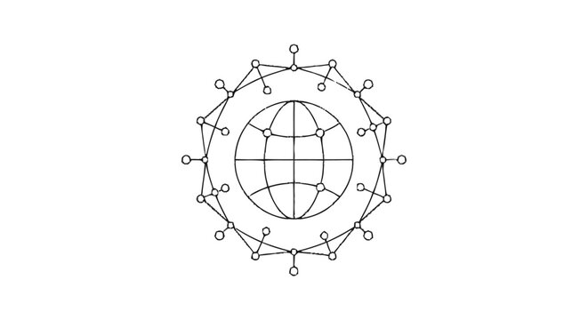 Hand-drawn flat graphic illustration of a partial black line art radia