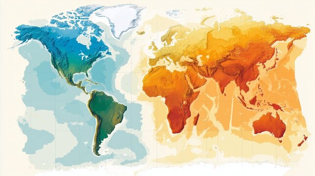 World map with climate zones, color-coded gradient, no text.