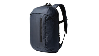 Dark blue denim backpack with zippered pocket, isolated on transparent background © Constantin