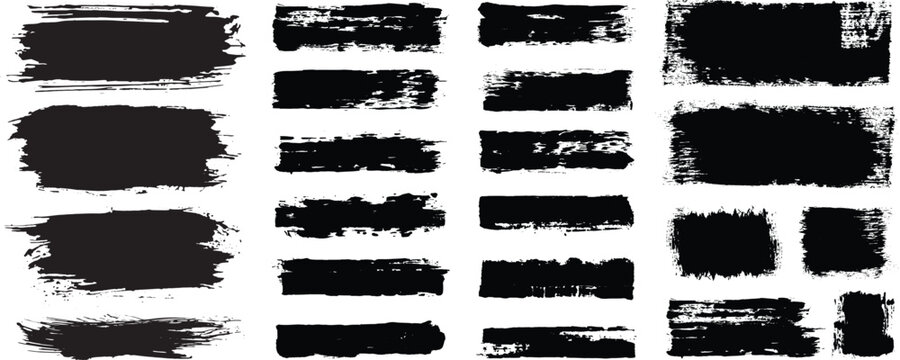 Grunge Brush Strokes. Paint roller brush strokes, Black 
lines, ink smudges, hand-drawn scribble shapes.
watercolor splatter texture with grunge brush frames 
Vector illustration,