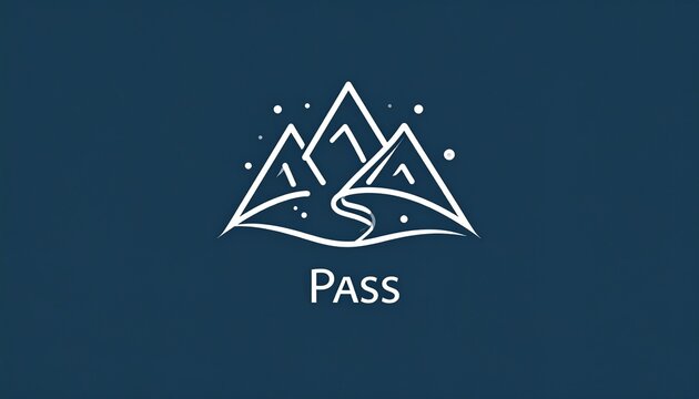 Minimalist blue geometric design with pass symbol.