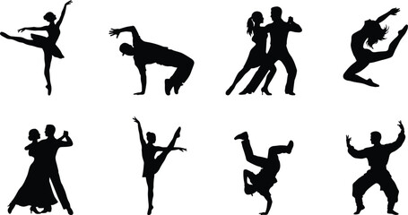 Dance Silhouette Collection Featuring Ballet Ballroom Breakdance Contemporary and Performance Art Poses © Biplob Creators