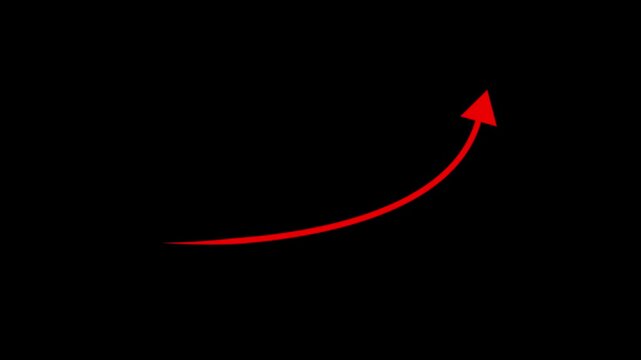  Curved Arrow Showing Decline or Direction on Black Background
