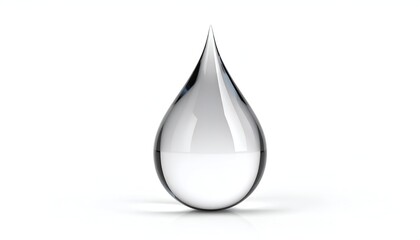 Fototapeta premium A Single, Clear Water Drop on a White Background.