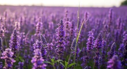 Obraz premium Purple Lavender Flowers Blooming in Sunlit Summer Field