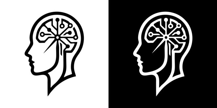 Two head silhouettes with brain illustrations side by side